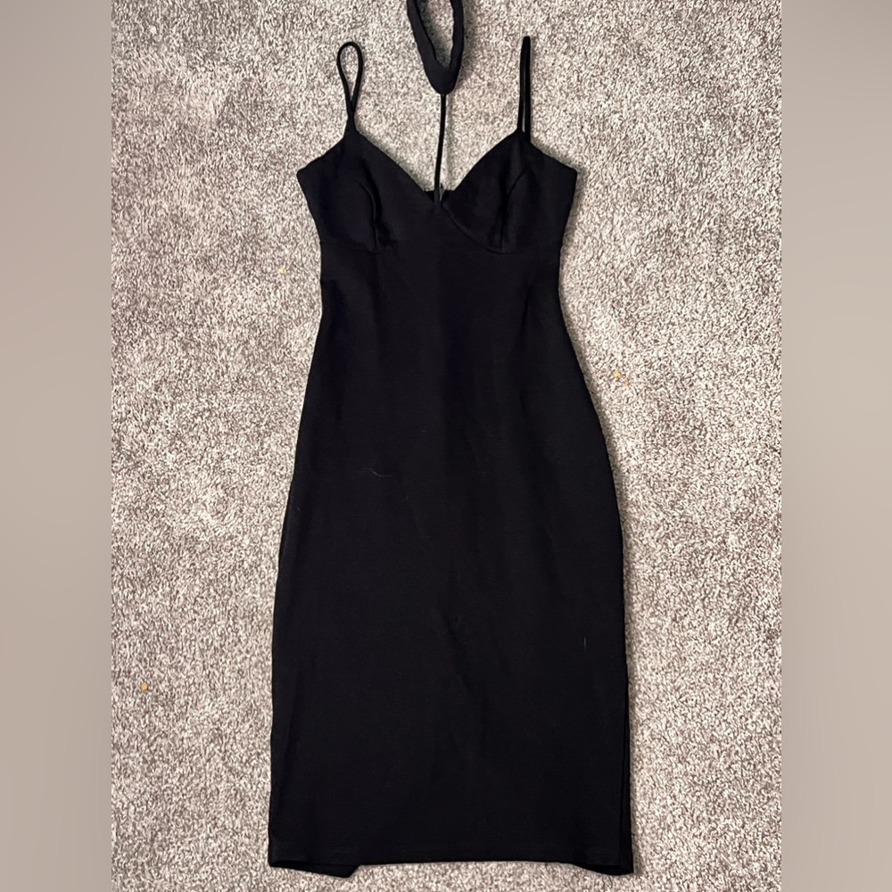 SEXY BODYCON DRESS W/Choker BLACK SIZE XXS
